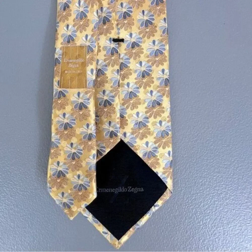 ERMENEGILDO ZEGNA MENS SILK TIE GOLD GRAY